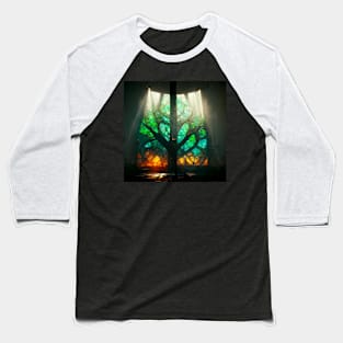 Stained Glass Forest Baseball T-Shirt